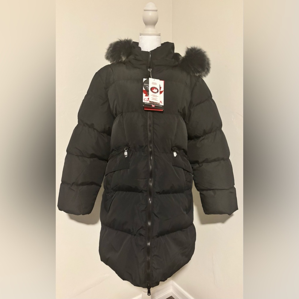 NWT $300 Canada Weather Gear Women’s XL Black Long Puffer Jacket Faux Fur Hood - Picture 3 of 16